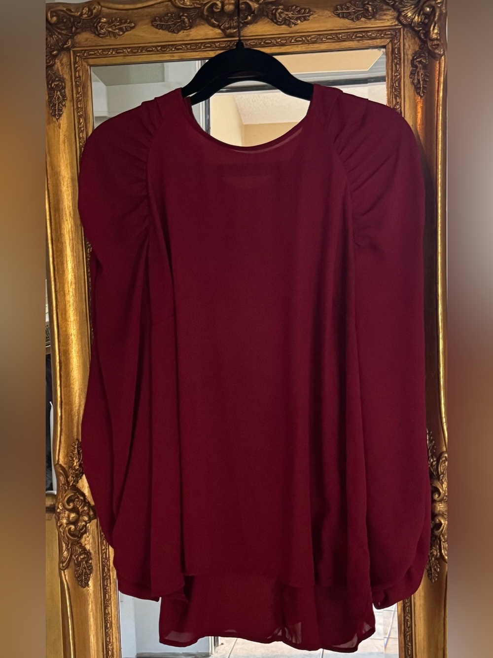 Who What Wear Burgundy Puff-Sleeve Blouse